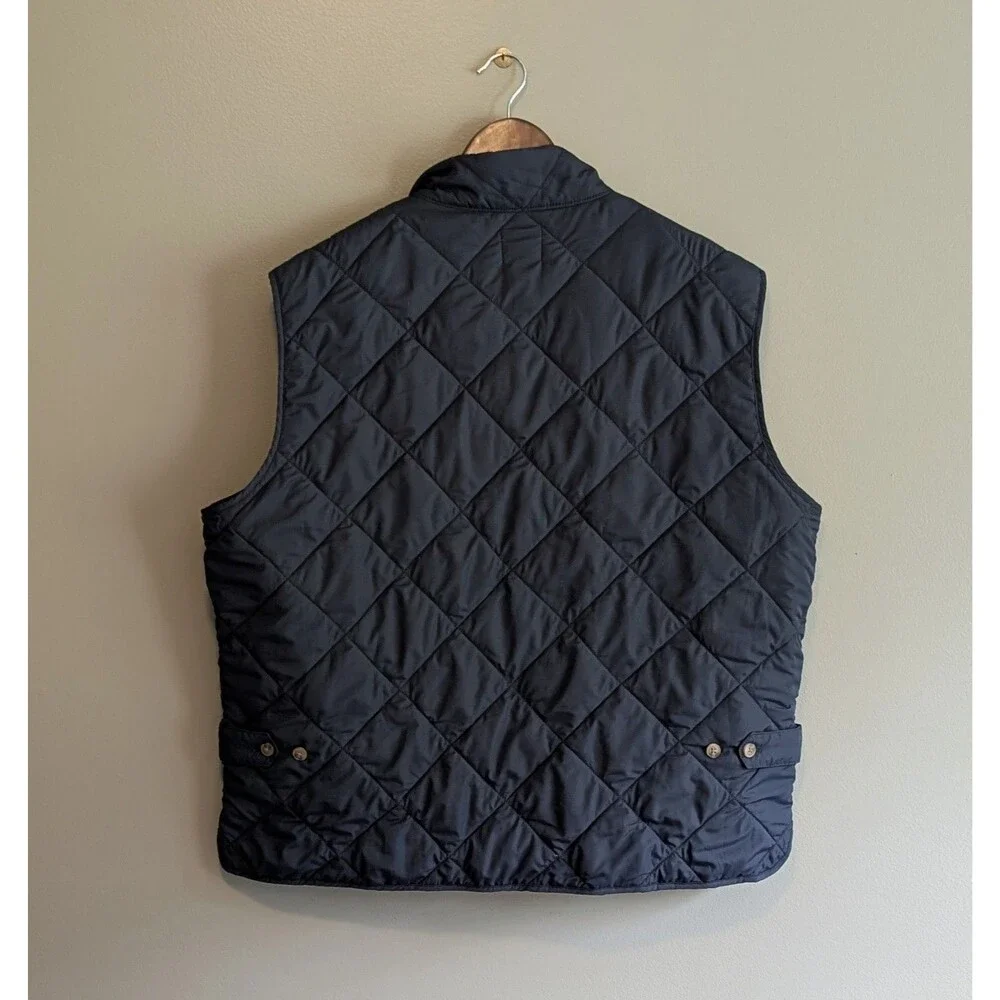 J. Crew Mens Size XXL 2XL Navy Blue Diamond Quilted Full Zip Vest Jacket Tan